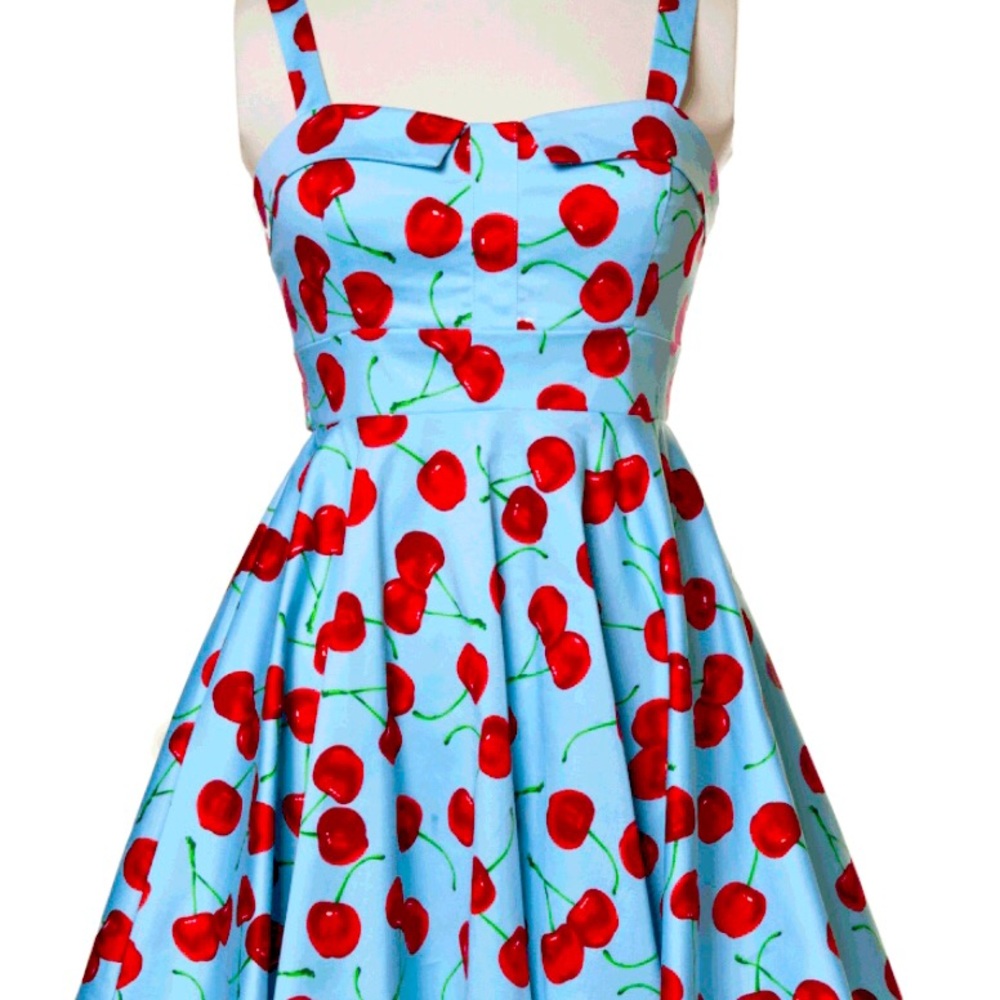 Ixia cherry dress in aqua